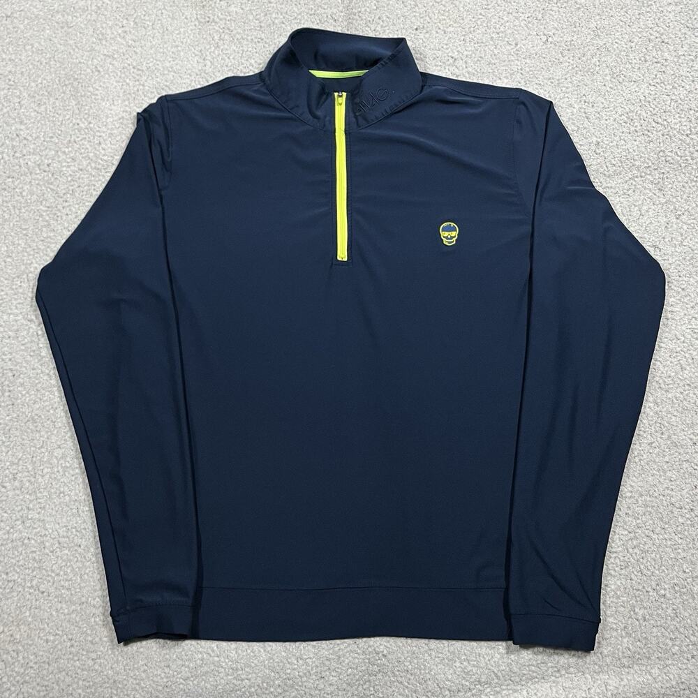 SWAG Golf 1/4 Zip Pullover Mens M Blue Skull Long Sleeve Performance Stretch